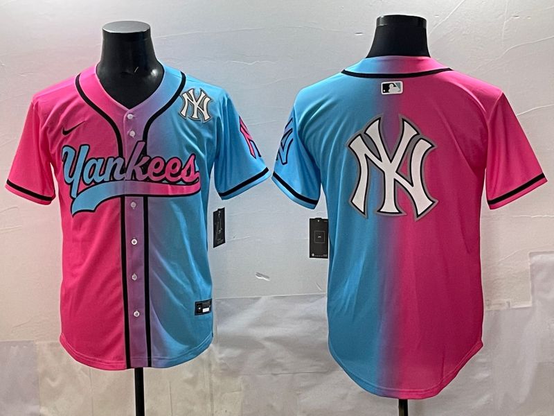 Men 2025 New York Yankees Blank Blue pink Game Nike MLB Jersey style 0024